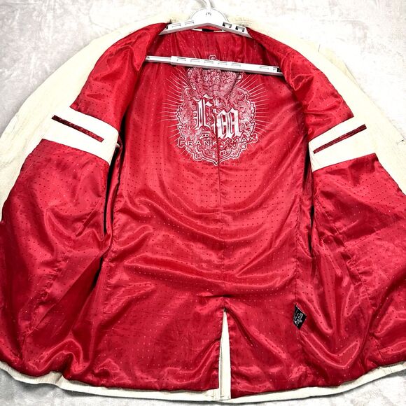 Franky Max Men's Corduroy Sport Coat L Khaki Embroidered Embellished  Motto READ - Picture 4 of 16